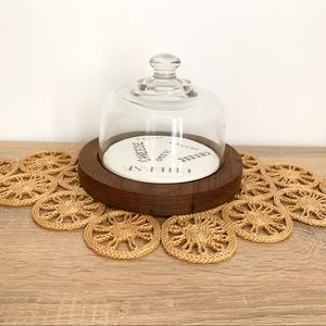 Vintage Glass Dome Cheese Tray Plate Serving Dish